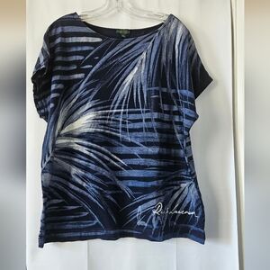 Lauren Ralph Lauren women's cap sleeve palm‎ print top size 2xl